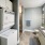 Studio apartment bathroom with washer and dryer at Novus Westshore (S1 floor plan)