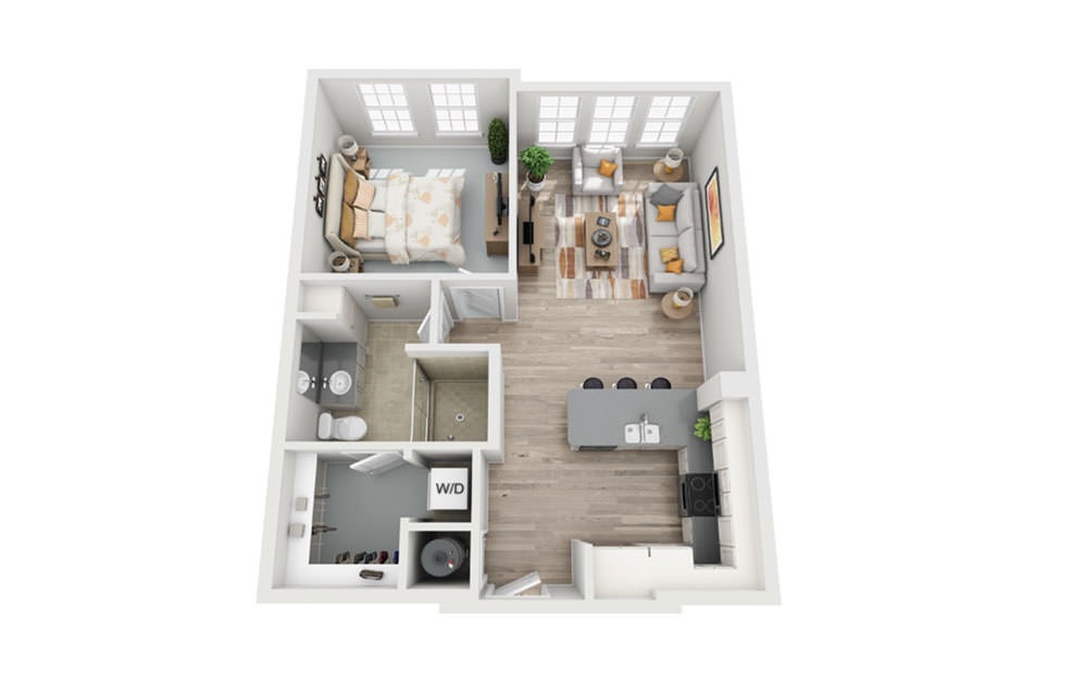 Guest Suite - 1 bedroom floorplan layout with 1 bathroom and 750 square feet