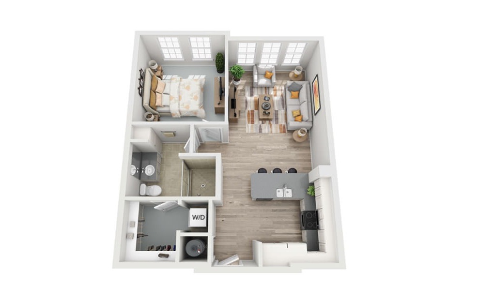 Guest Suite - 1 bedroom floorplan layout with 1 bath and 750 square feet.