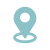 Novus Light blue map location pin icon with a circle underneath on a plain white background.